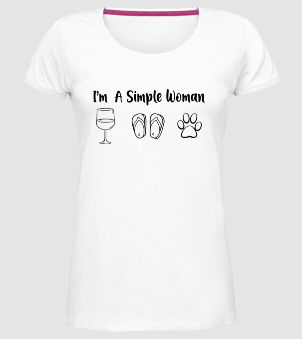 Simple doggy woman model alb pe tricou