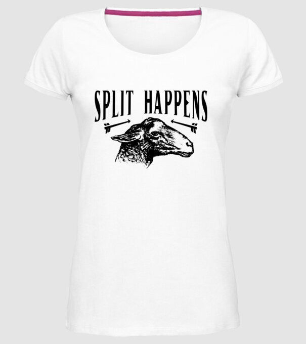 Split happens model alb pe tricou