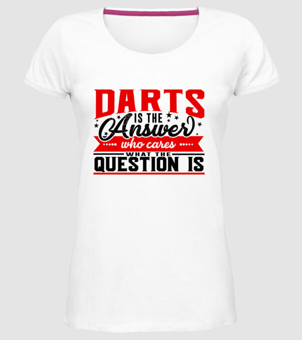 Sport is the answer DARTS model alb pe tricou