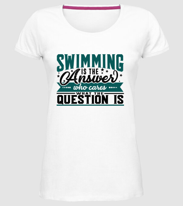 Sport is the answer ÎNOTĂTOR model alb pe tricou