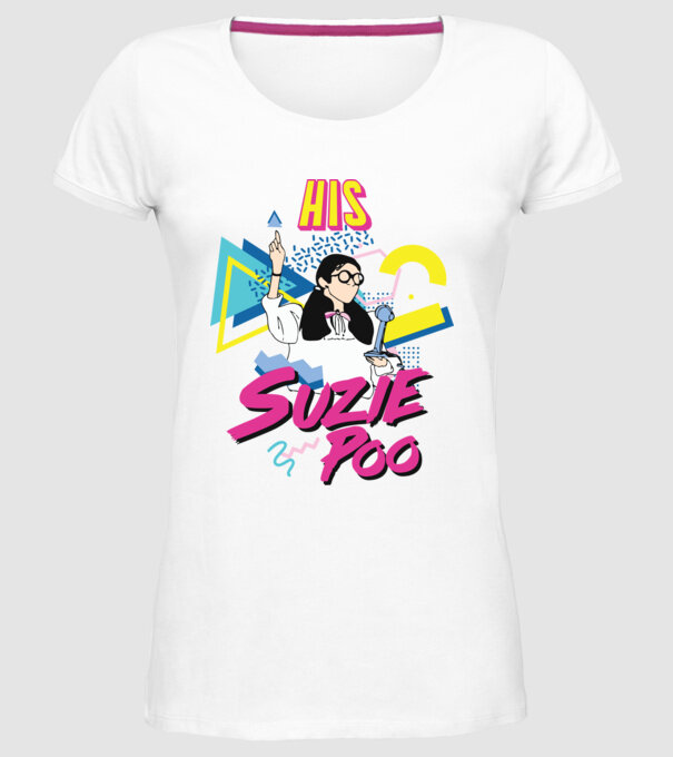 Stranger couple 80s retro Suzie model alb pe tricou