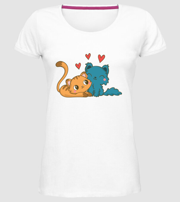 PISICUȚE ÎNDRĂGOSTITE 1 model alb pe tricou