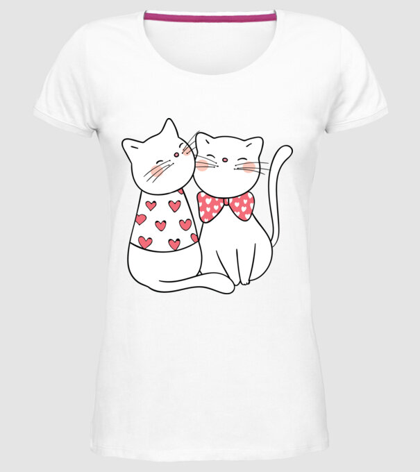 PISICUȚE ÎNDRĂGOSTITE 5 model alb pe tricou