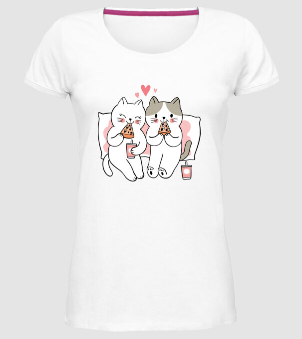 PISICUȚE ÎNDRĂGOSTITE 6 model alb pe tricou