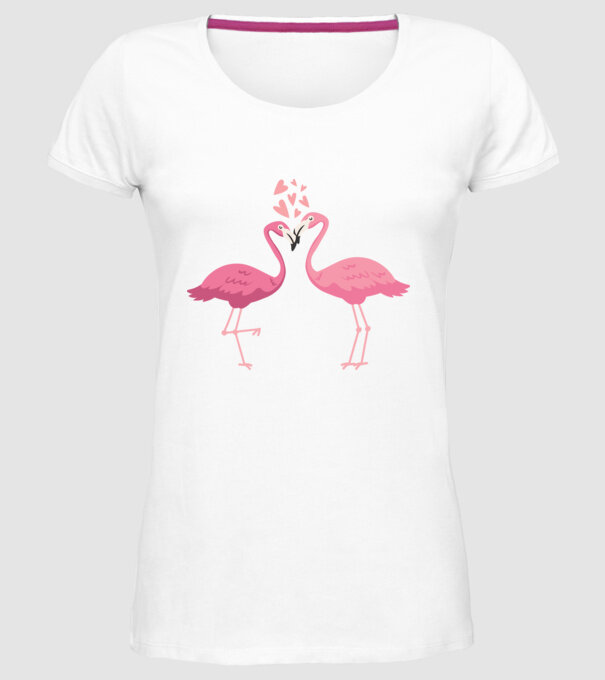 FLAMINGO ÎNDRĂGOSTIȚI model alb pe tricou