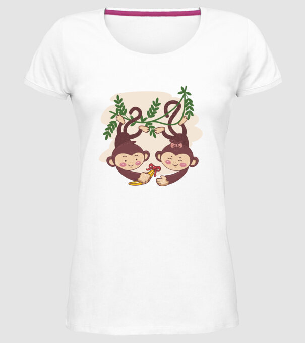 MAIMUȚE ÎNDRĂGOSTITE model alb pe tricou