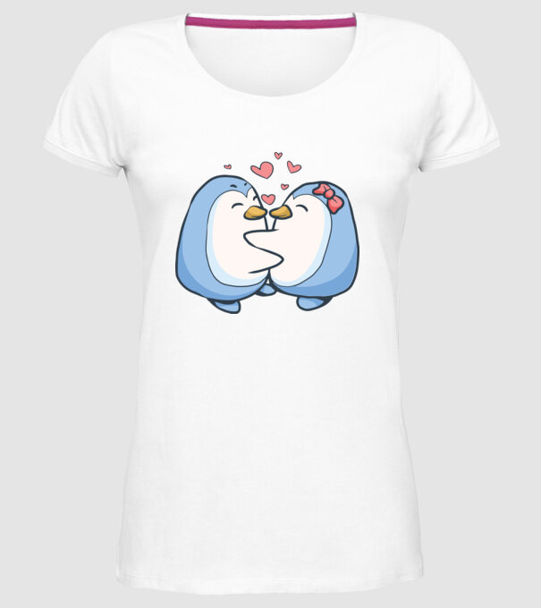 PINGUIN ÎNDRĂGOSTIT 3 model alb pe tricou