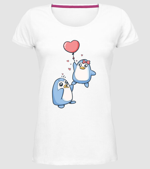PINGUIN ÎNDRĂGOSTIT 4 model alb pe tricou