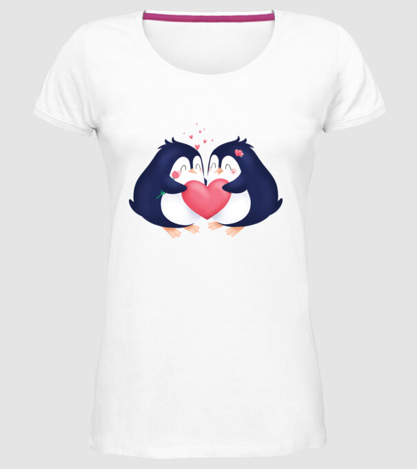 PINGUIN ÎNDRĂGOSTIT model alb pe tricou