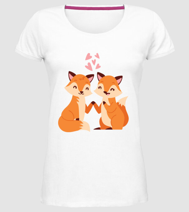VULPI ÎNDRĂGOSTITE model alb pe tricou