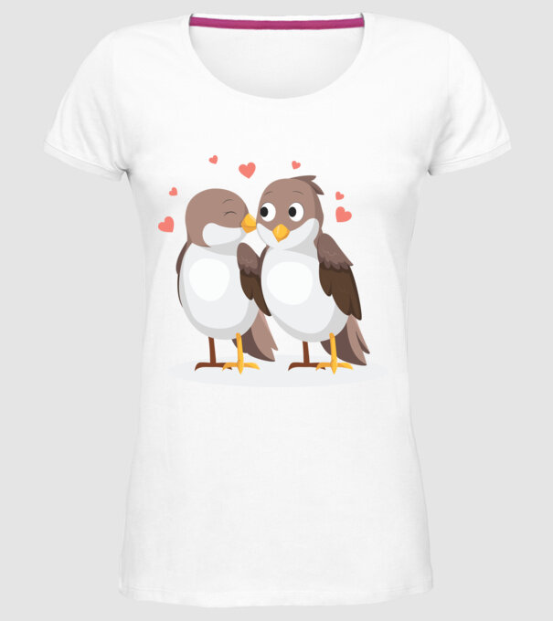 VRĂBII ÎNDRĂGOSTITE model alb pe tricou