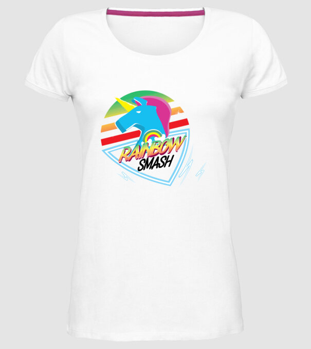 Curcubeu unicorn model alb pe tricou
