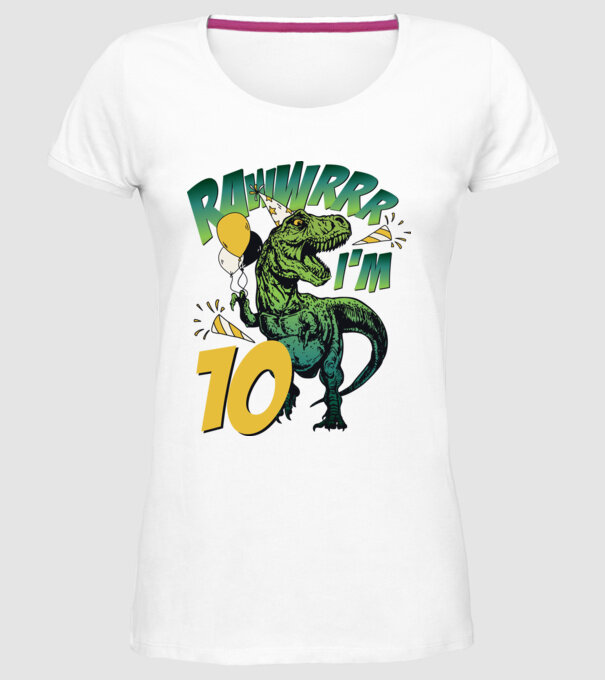 'Birthday Dinosaur rawww i''m 10' model alb pe tricou