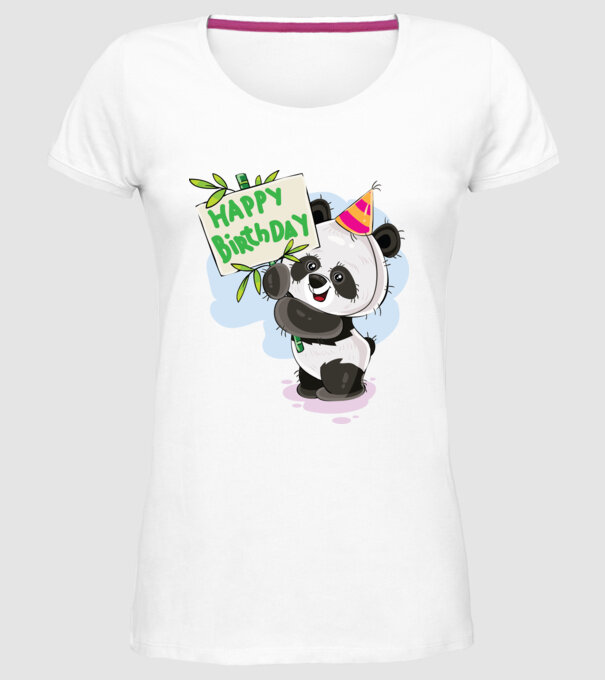 Zi de naștere panda model alb pe tricou