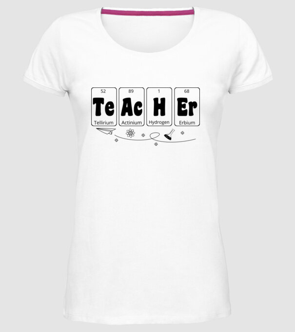 Teacher periodic model alb pe tricou