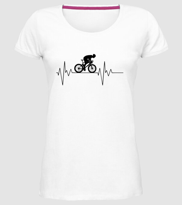 Biker Heartbeat model alb pe tricou