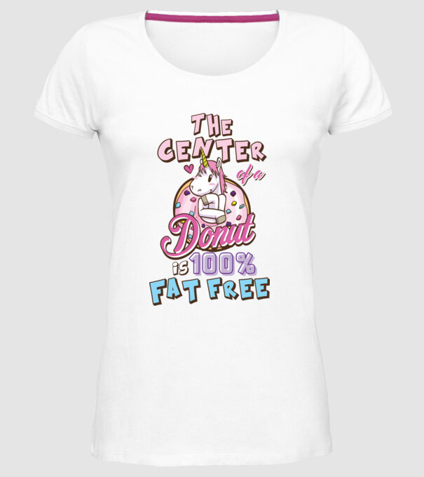 The center of a donut model alb pe tricou