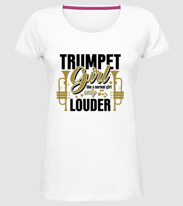 Trumpet girl model alb pe tricou
