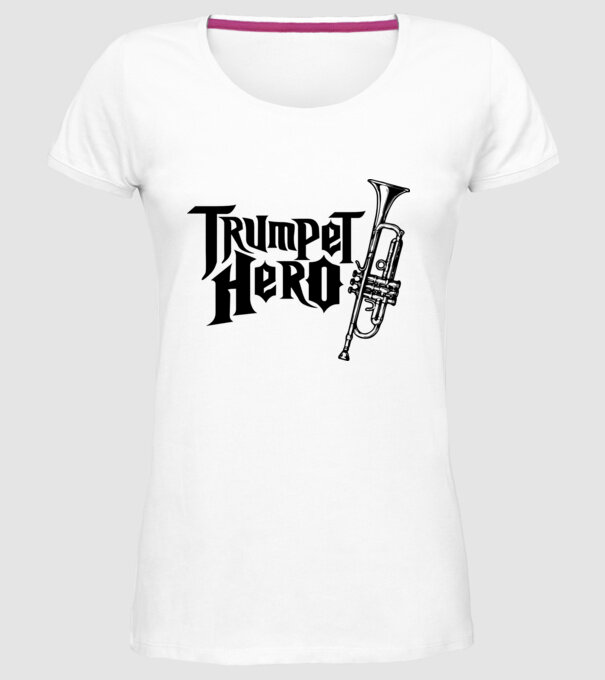 Trumpet Hero model alb pe tricou