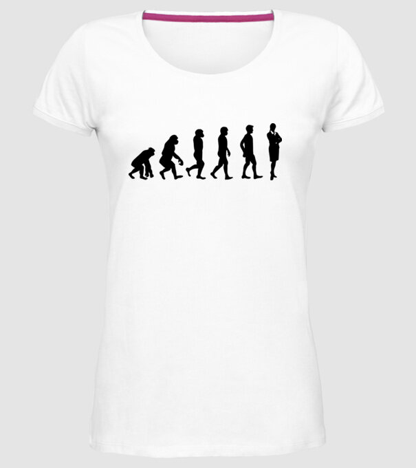 Evoluție femeie de afaceri model alb pe tricou