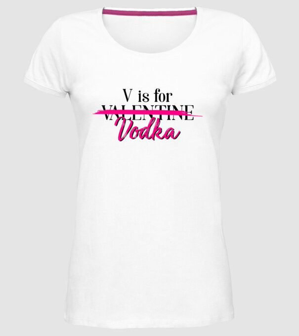 V for Vodka model alb pe tricou