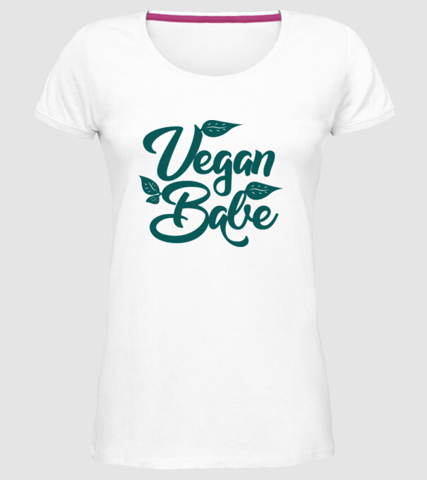Vegan Babe model alb pe tricou