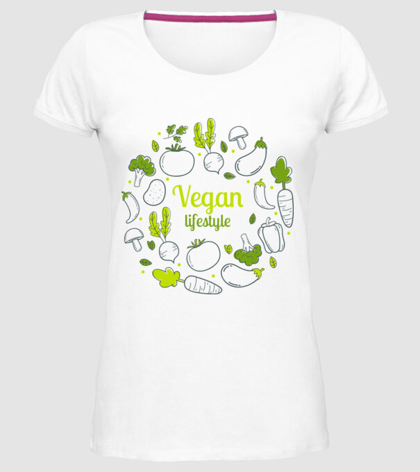 vegan lifestyle model alb pe tricou
