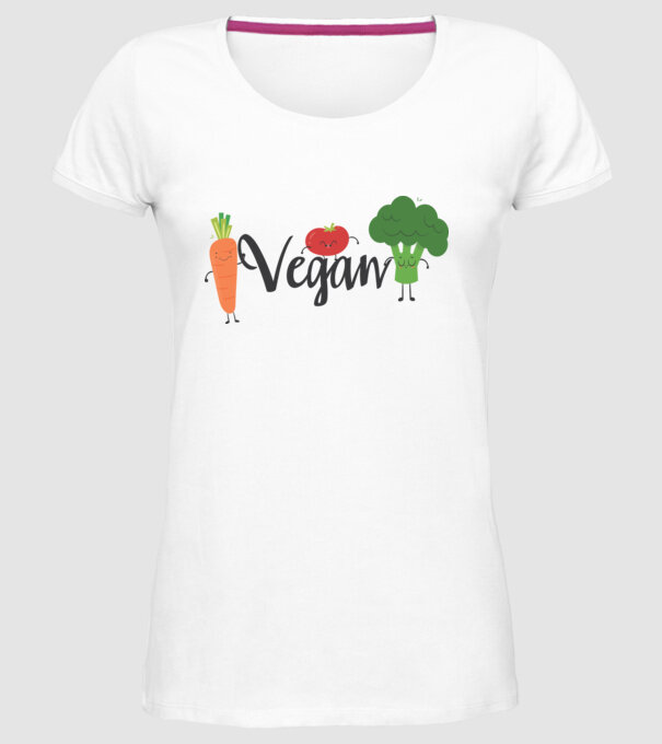 Vegan veggies model alb pe tricou