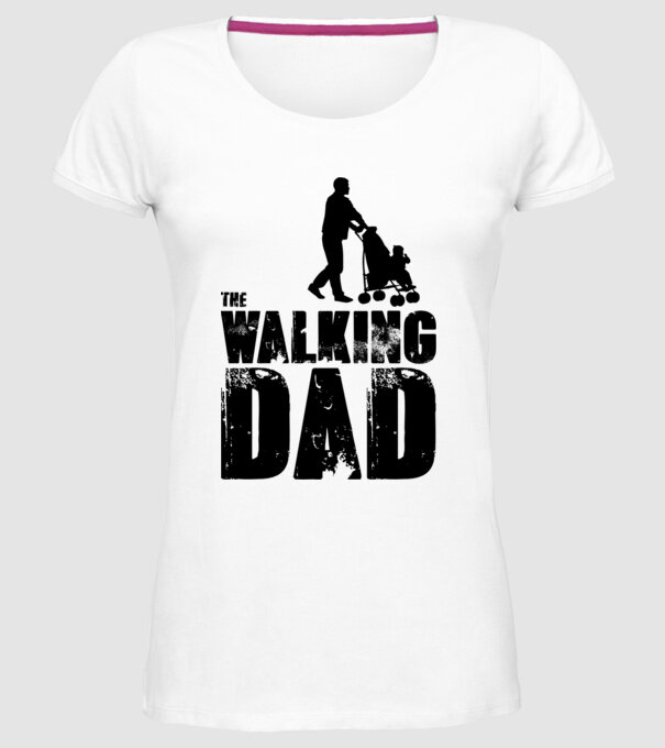 Walking dad model alb pe tricou