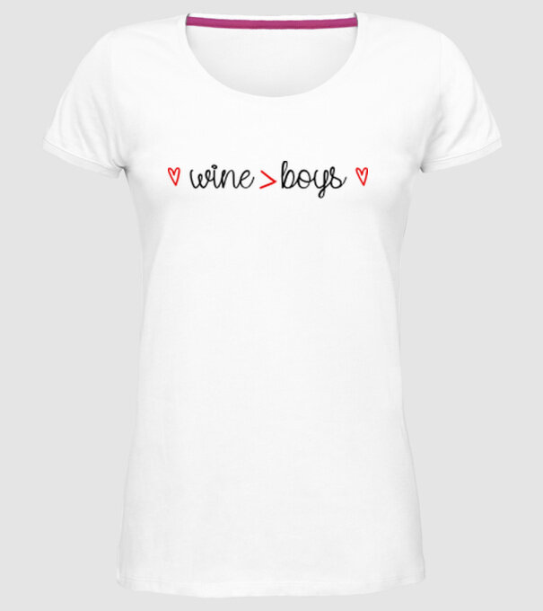 Wine and boys model alb pe tricou