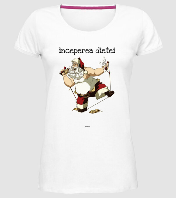 începerea dietei - 1 ianuarie model alb pe tricou