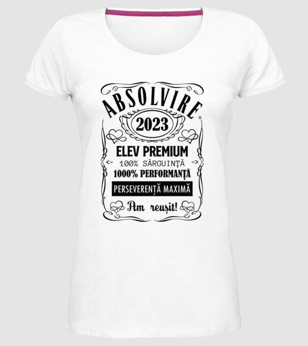 Absolvire Premium model alb pe tricou