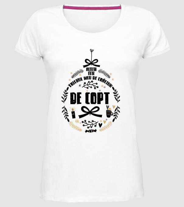 acesta este tricoul meu de Crăciun_de copt model alb pe tricou