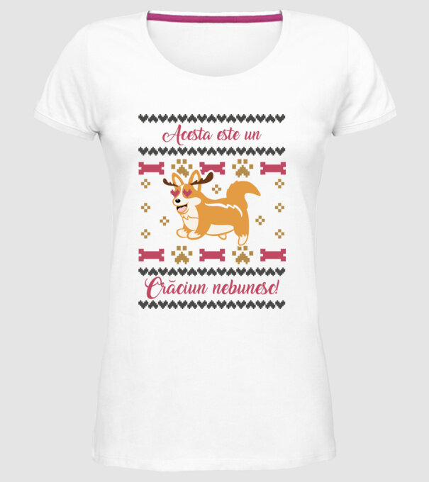 acesta este un Crăciun nebunesc model alb pe tricou