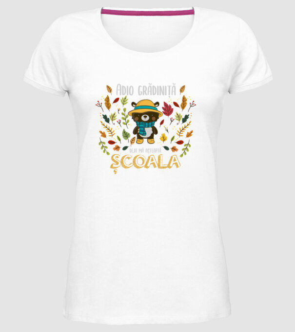 Adio grădiniță, acum sunt deja școlar model alb pe tricou