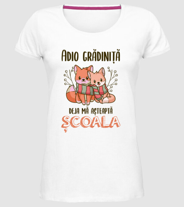 Adio grădiniță, deja mă așteaptă școala model alb pe tricou