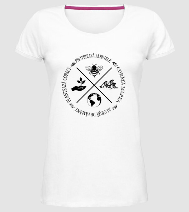 Ai grijă de Pământ model alb pe tricou