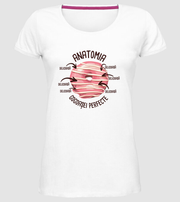 anatomia gogoașei perfecte: delicioasă model alb pe tricou