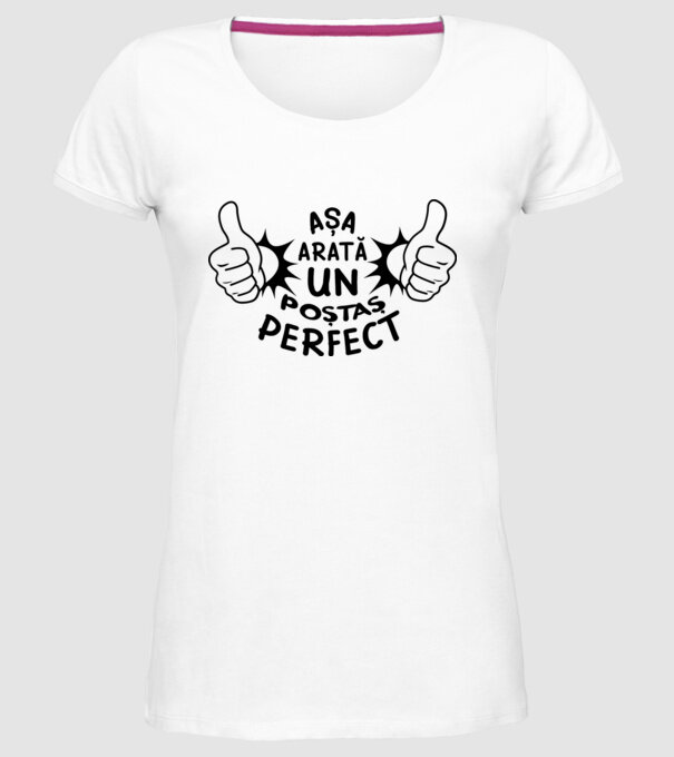 Așa arată un poștaș perfect model alb pe tricou