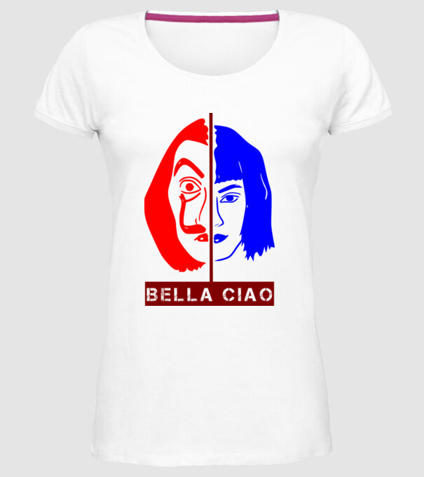 bella ciao tokyo model alb pe tricou