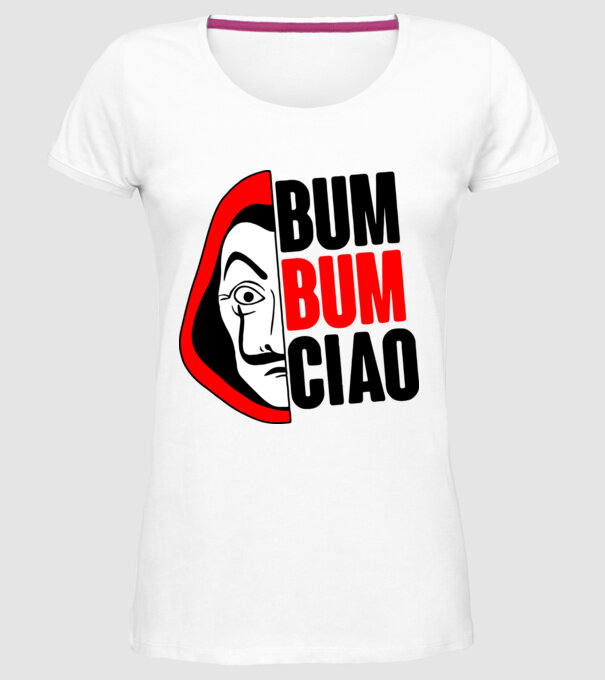 bumbum ciao money heist model alb pe tricou