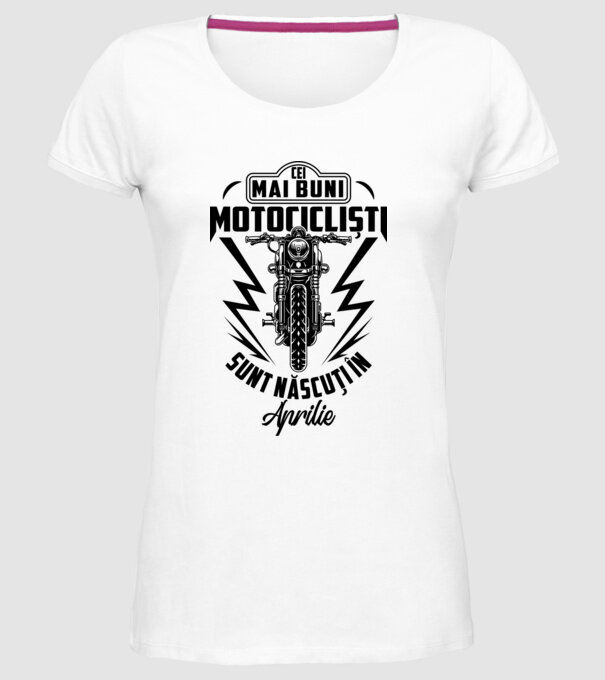 Cei mai buni motocicliști sunt născuți în Aprilie model alb pe tricou