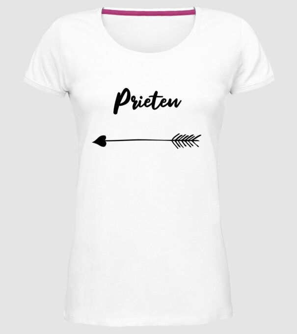 prieten model alb pe tricou