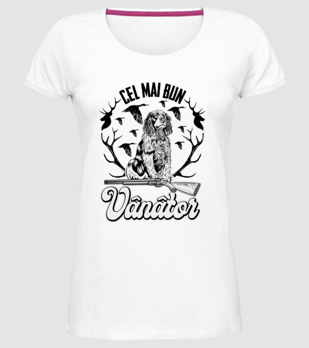 Cel mai bun vânător model alb pe tricou