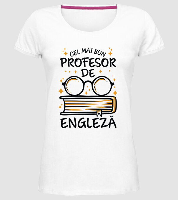 Cel mai profesor engleză model alb pe tricou