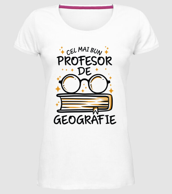 Cel mai profesor geografie model alb pe tricou