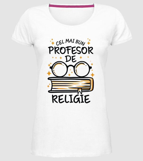 Cel mai profesor religie model alb pe tricou
