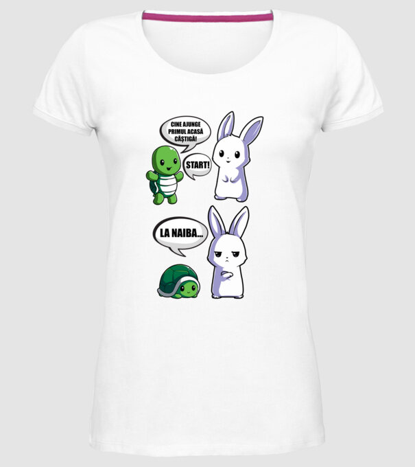 cine ajunge primul acasă câștigă! - start! - la naiba... model alb pe tricou