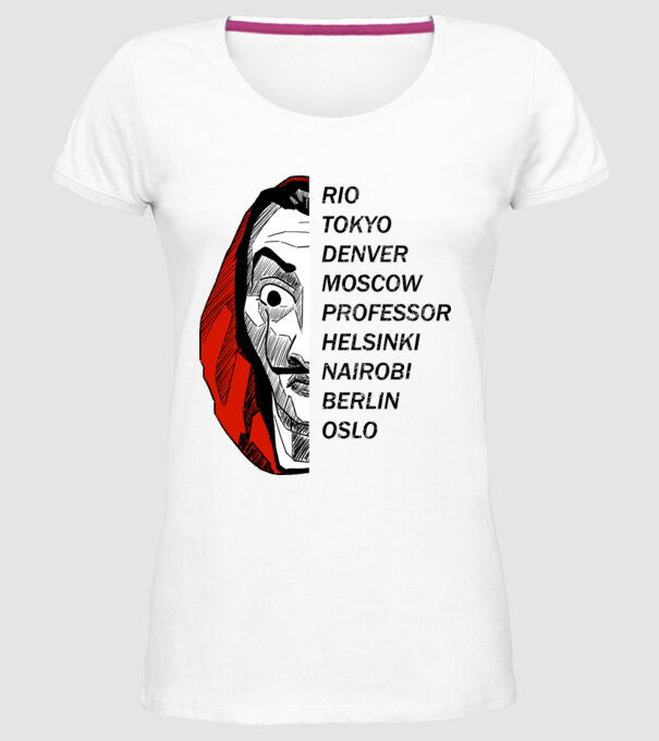 classic logo money heist white model alb pe tricou
