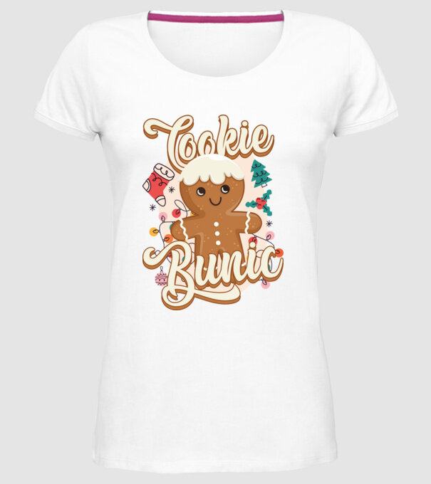 Cookie bunic model alb pe tricou